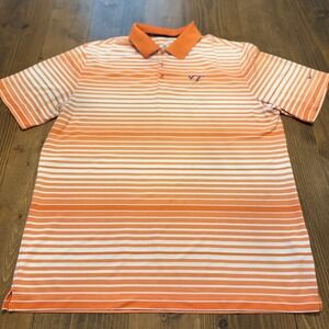 Virginia Tech Hokies Shirt Mens XL Nike Dri-Fit Orange Striped Golf Polo